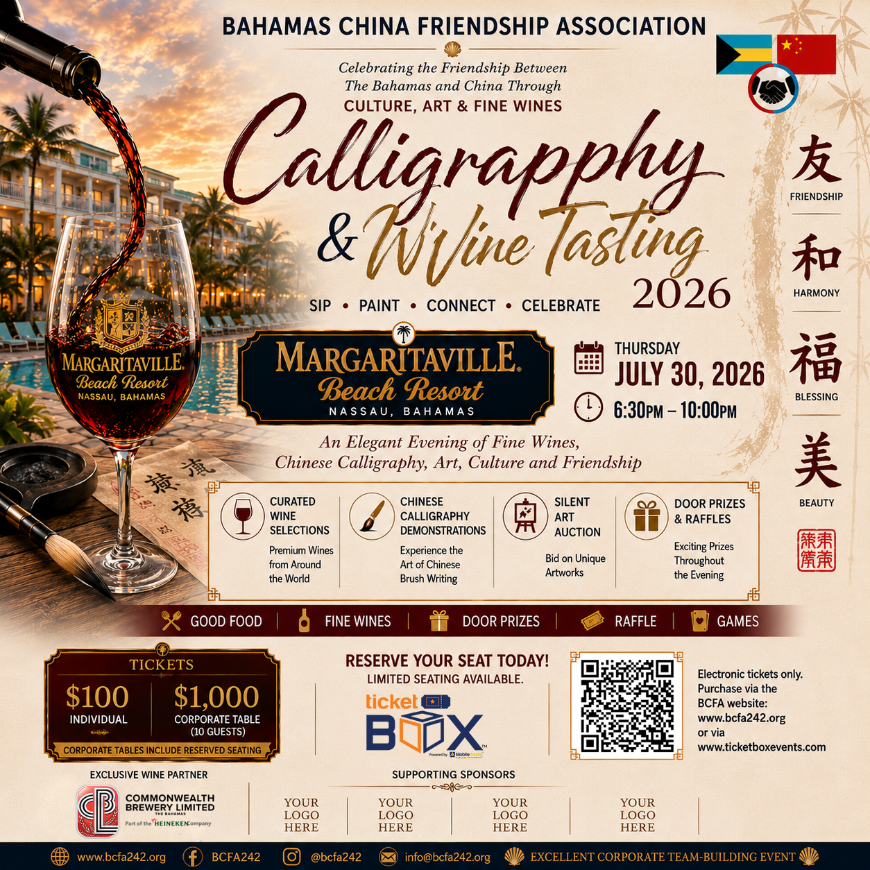 BCFA Calligraphy & Wine Tasting 2026